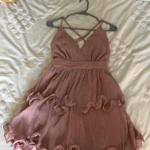 Hello Molly pink flowy and ruffled dress size S
